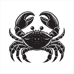 crab clipart, illustration white and black