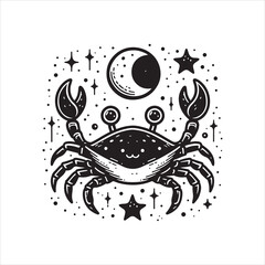 crab clipart, illustration white and black