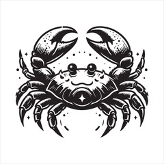 crab clipart, illustration white and black