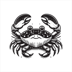 crab clipart, illustration white and black