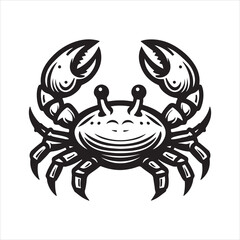 crab clipart, illustration white and black