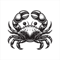 crab clipart, illustration white and black