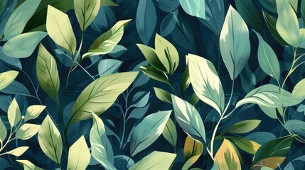 Abstract leaves design for textile factory