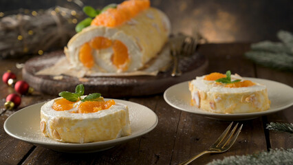 Meringue roll cake
