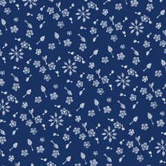 seamless  pattern  white flower  on blue background Beautiful for summer fabric and print illustration.