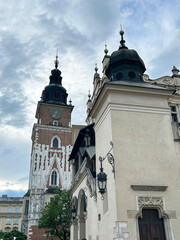 View of the Town Hall tower on a day. Location vertical. Krakow.Poland.