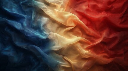 The photo highlights a smooth, wavy texture reminiscent of a nation's flag with the colors blue, yellow, and red