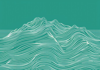 A simple line drawing of the ocean with waves. Created with Ai
