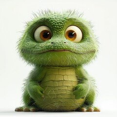 
Fluffy little crocodile with big eyes