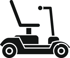 Black silhouette of a scooter for disabled people allowing them to move around easily