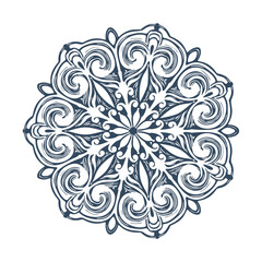 Monochrome mandala isolated on white background.  Hand-drawn illustration.