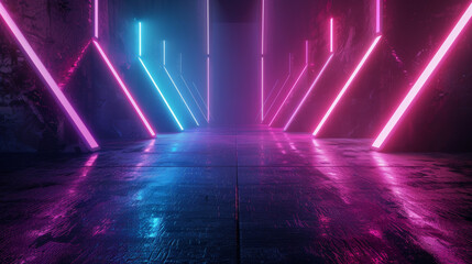 Abstract geometric backgorund with neon lights
