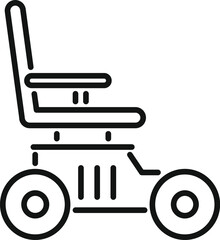 Line icon of an electric wheelchair, representing independence and mobility for people with disabilities