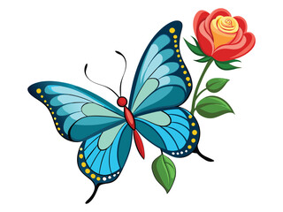 Graceful Encounter A Butterfly Lands on a Rose