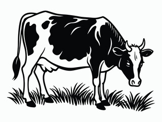 Pastoral Peace The Cow Grazing on the Grassland