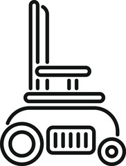 Simple line icon of an electric wheelchair, highlighting mobility solutions for individuals with disabilities