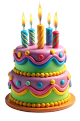 birthday cake with burning candles