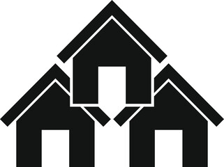 Simple logo of three houses forming a pyramid, perfect for real estate and construction businesses