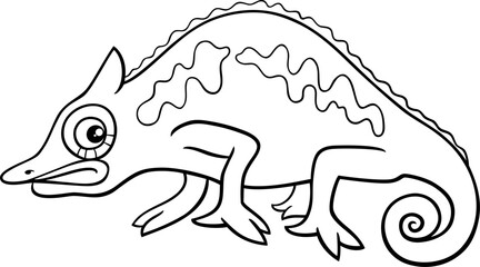 Fototapeta premium funny cartoon chameleon reptile animal character coloring page