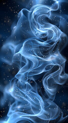 Humo azul sobre fondo oscuro