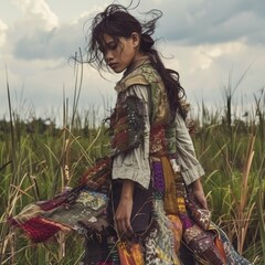 Obraz premium Eco-Chic Elegance: Stunning Ultra Realistic Photos of Sustainable Fashion Line from Recycled Textiles