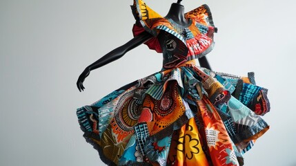 Naklejka premium Eclectic Kinetic Art: Upcycled Garment with Zentangle Patterns