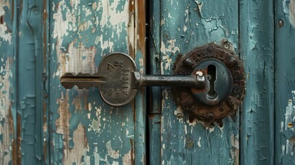 Key inserted into the lock of a front door. Generative AI