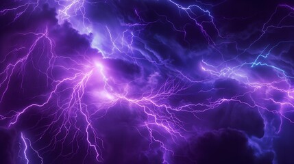 Fototapeta premium Thunderbolt strikes at night purple lightning 