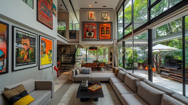 Illuminated Bangna Townhome with Contemporary Art Collection and Constructivist Propaganda Posters