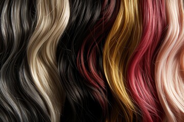 Naklejka premium Shiny, natural hair extensions in various colors