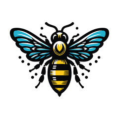 Vibrant Stylized Colorful a cute bee vector art white background.