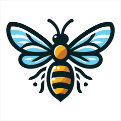 Vibrant Stylized Colorful a cute bee vector art white background.