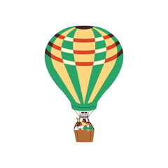 Naklejka premium Vector illustration of a floating hot air balloon with characters.