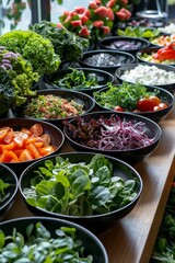 A salad bar featuring fresh greens