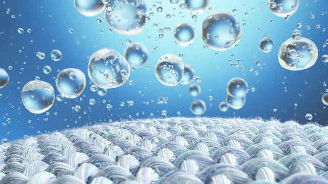 Close-up of fabric interlaced fiber with water drop.