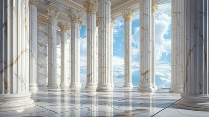 Fototapeta premium Marble pillars from ancient Greece. Generative AI