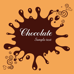 Chocolate  background. Cream texture. Liquid chocolate close-up. Melted chocolate  background. Splash. Appetizing liquid dessert. Background with Brown blot . Vector illustration