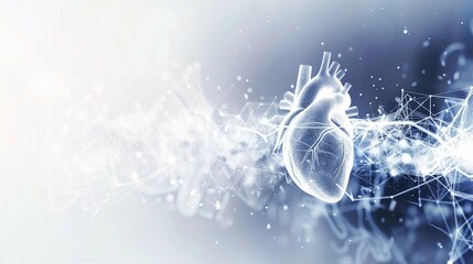 Heart and Electrocardiogram Against a Clean, Minimalist White Background Emphasizing Cardiac Health and Medical Precision