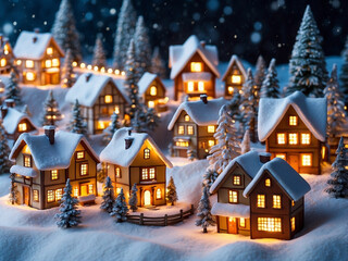 Fototapeta premium ai generative Christmas gingerbread houses and village close up shot of decorated gingerbread cookies