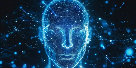 A human head is shown with glowing neural connections