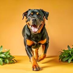 Obraz premium Close-Up Of Happy Rottweiler