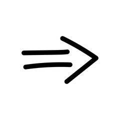 Right, forward doodle arrow vector icon