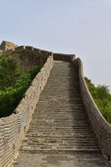 Stone staircase running along the topside of the Great Wall of China at Jinshanling Great Wall Tourist Area