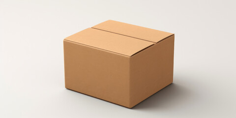Fototapeta premium Closed Cardboard Box. Blank Brown Package For Delivery Service. Recycling Packaging Presentation. Generative AI