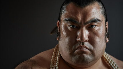 Portrait of a serious sumo wrestler