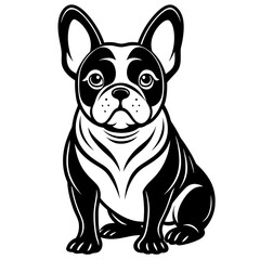 single french bulldog with sitting style logo icon silhouette