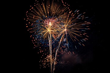 Festive fireworks in the dark sky