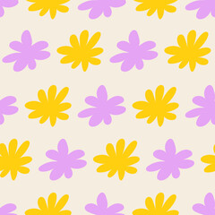 Colorful seamless pattern with abstract flowers. Floral vector flat background	
