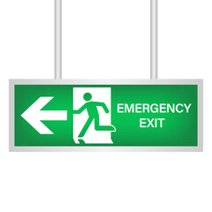 Exit Sign. Fire Exit Sign. Emergency Fire Exit Sign. Vector Illustration Isolated on White Background. 