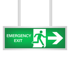 Exit Sign. Fire Exit Sign. Emergency Fire Exit Sign. Vector Illustration Isolated on White Background. 